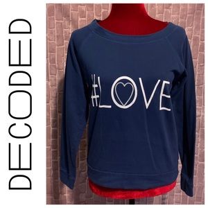 🔴Blue “#Love” Boatneck Lightweight Sweatshirt